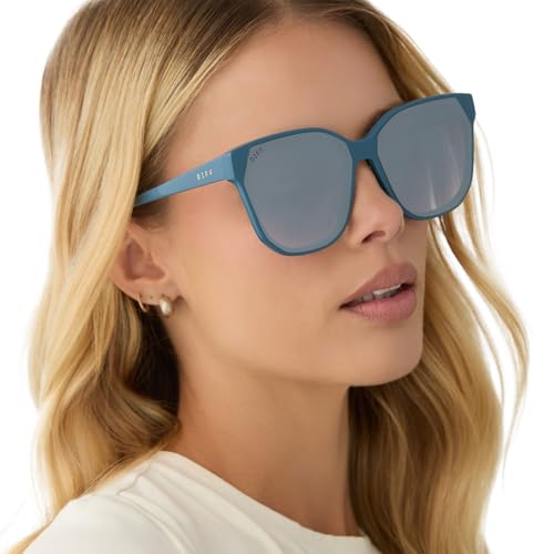 DIFF Gia Designer Oversized UV400 Sunglasses for Women Deep Space + Grey Gradient w/Silver Flash