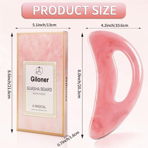 Large Gua Sha Massage Tool with Handle for Lymphatic Drainage and Cellulite Removal, (Pink) Resin Body Gua Sha Tool for