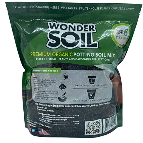 Wonder Soil Organic Potting Soil | Nutrient-Rich Coco Coir for Gardens & Plants | 3 LBS Expands to 12 Quarts | Incl Worm