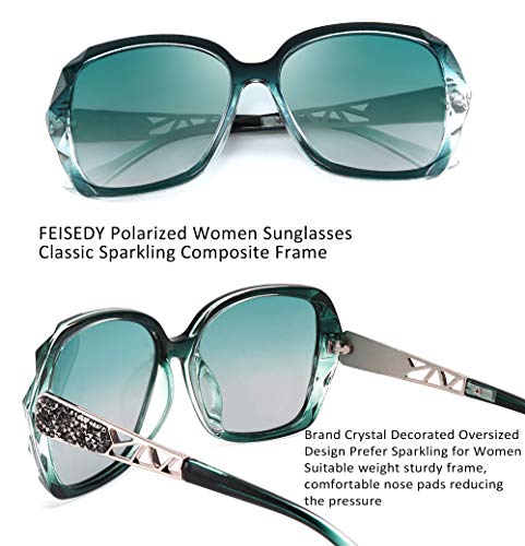 FEISOEDY Polarized Sunglasses for Women ClimatePartner Certified B2289 Cool Squares Trendy Frame Sunglass