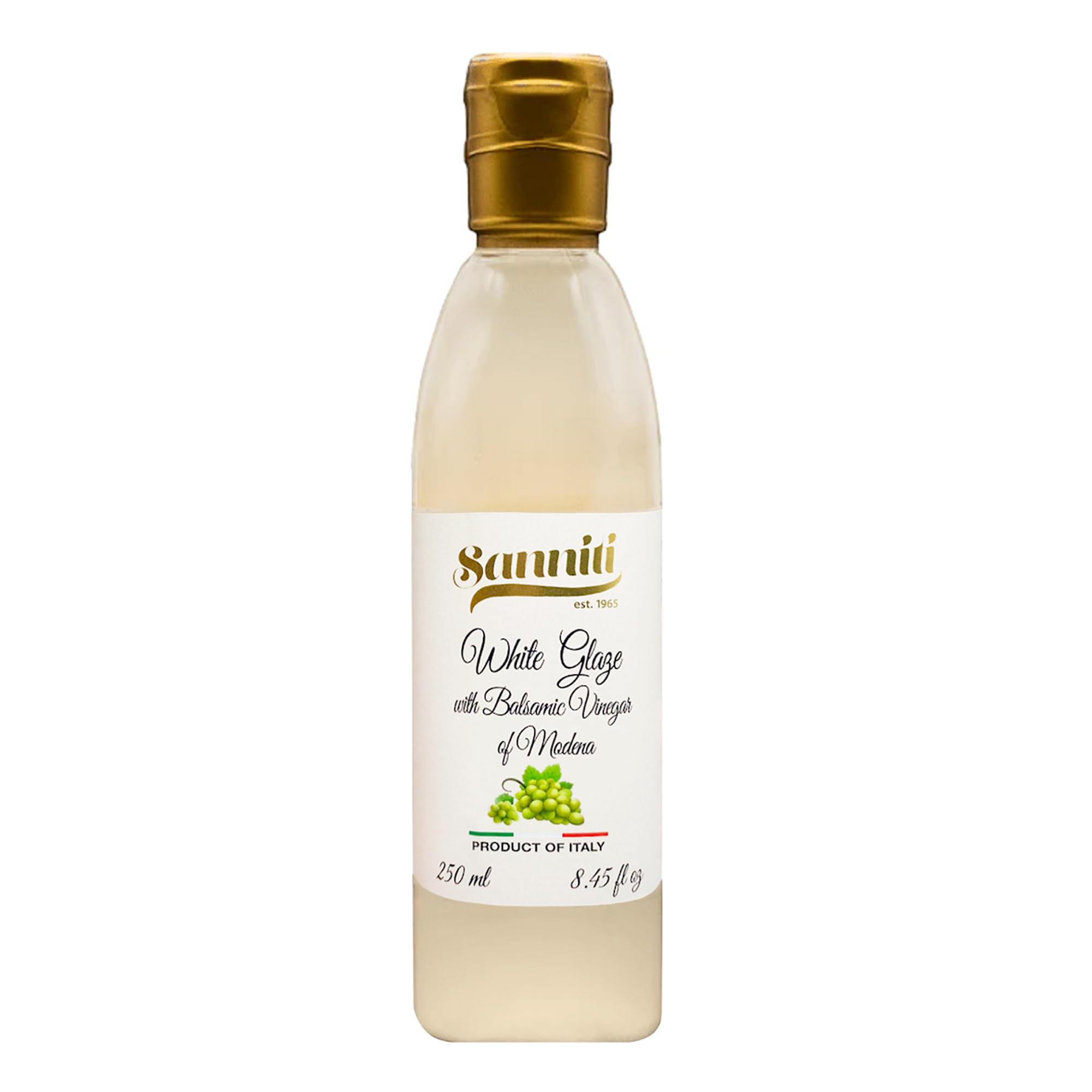 Sanniti Italian White Glaze with Balsamic Vinegar of Modena for Dressing Delicate Cream with a Sweet Taste 8.45 oz  
San