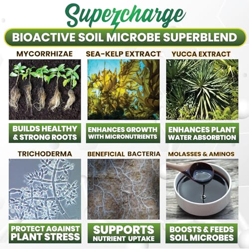 Mycorrhizal Fungi with Beneficial Bacteria, Trichoderma, Sea Kelp, Molasses, Yucca, Smart Grower Supercharge Plant Root