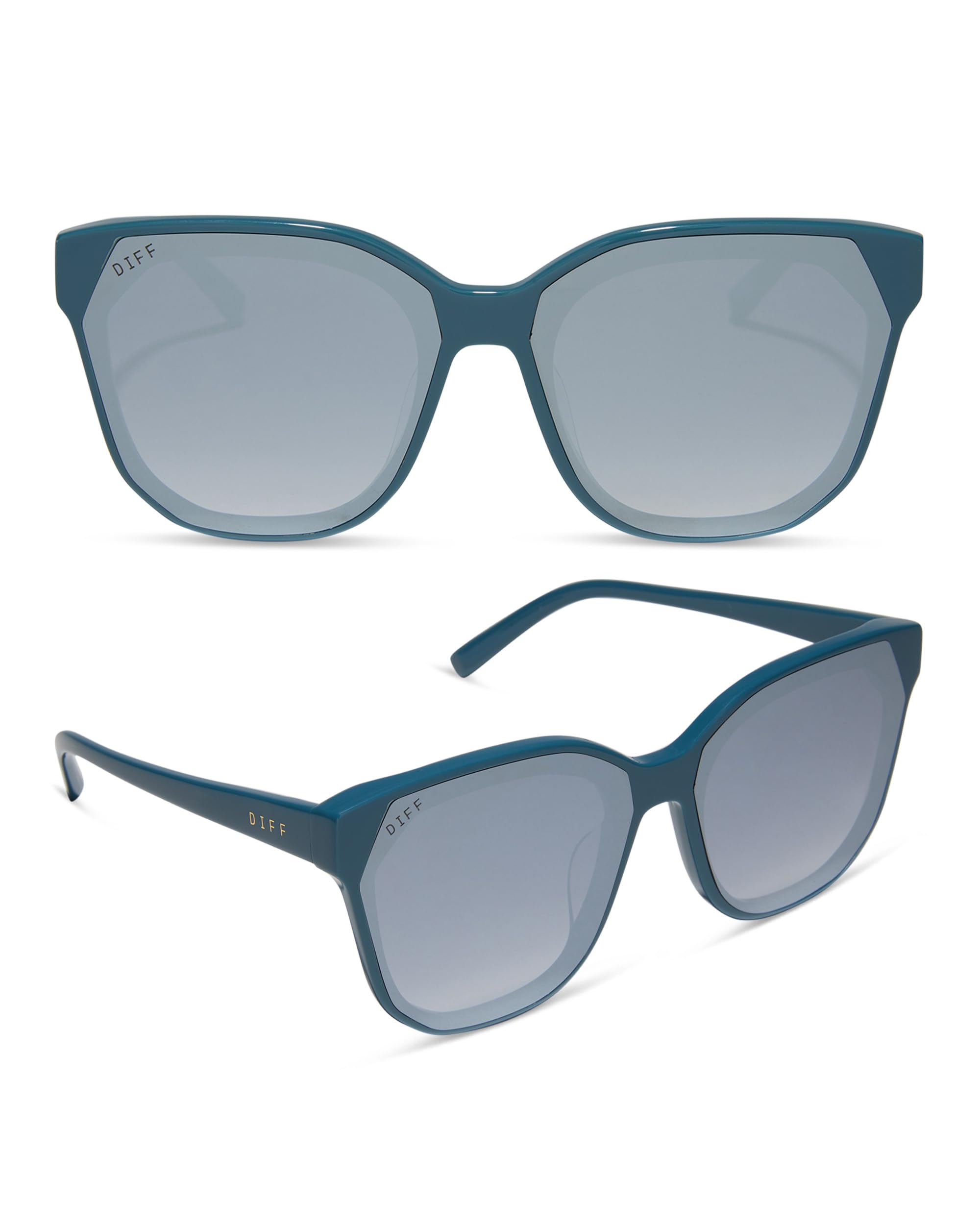 DIFF Gia Designer Oversized UV400 Sunglasses for Women Deep Space + Grey Gradient w/Silver Flash