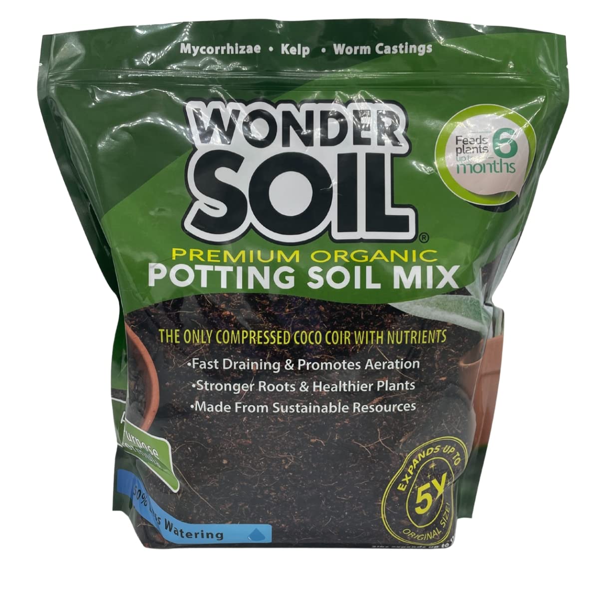 Wonder Soil Organic Potting Soil | Nutrient-Rich Coco Coir for Gardens & Plants | 3 LBS Expands to 12 Quarts | Incl Worm