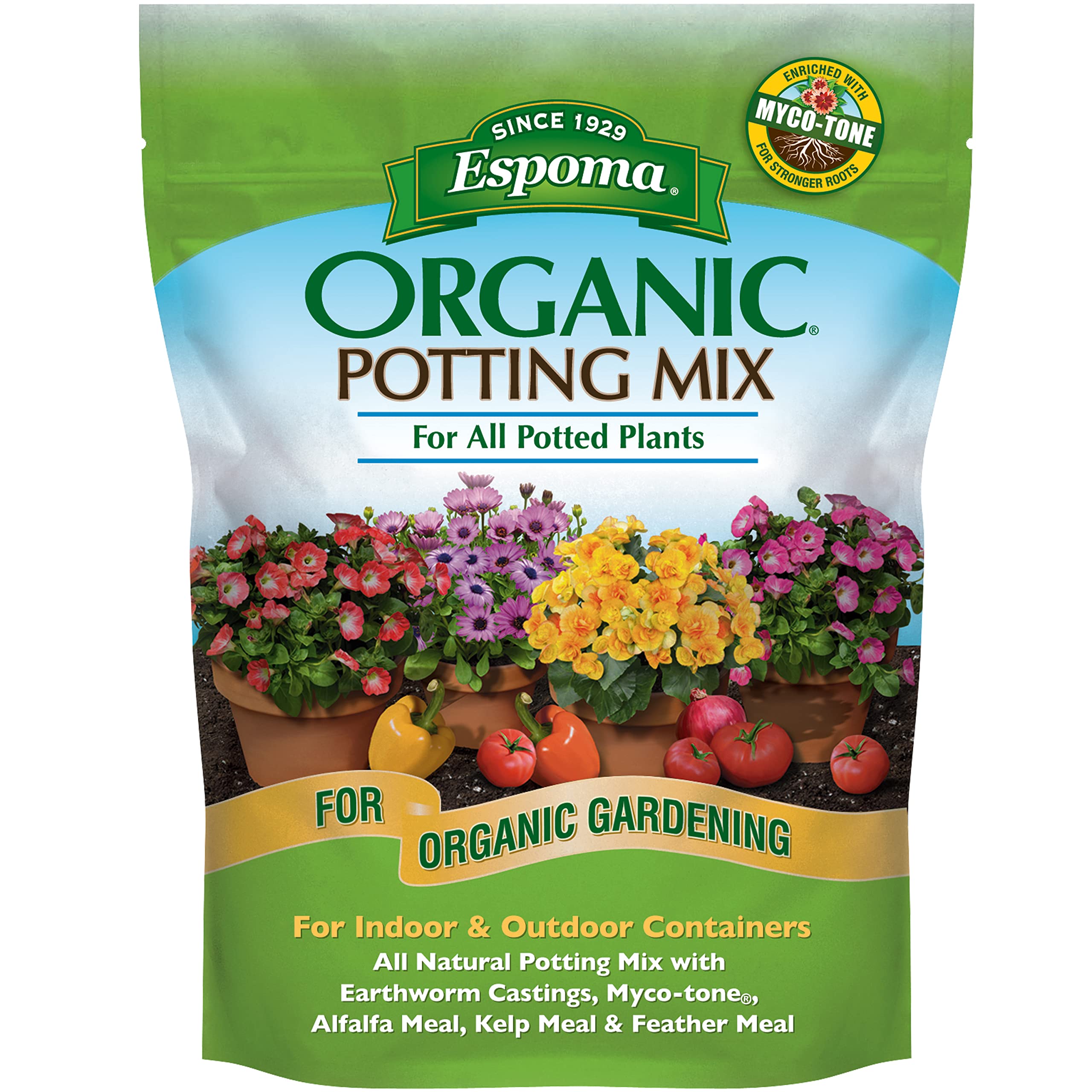 Espoma Organic Potting Soil Mix - All Natural Potting Mix for Indoor & Outdoor Containers, Perfect for Herbs & Vegetable