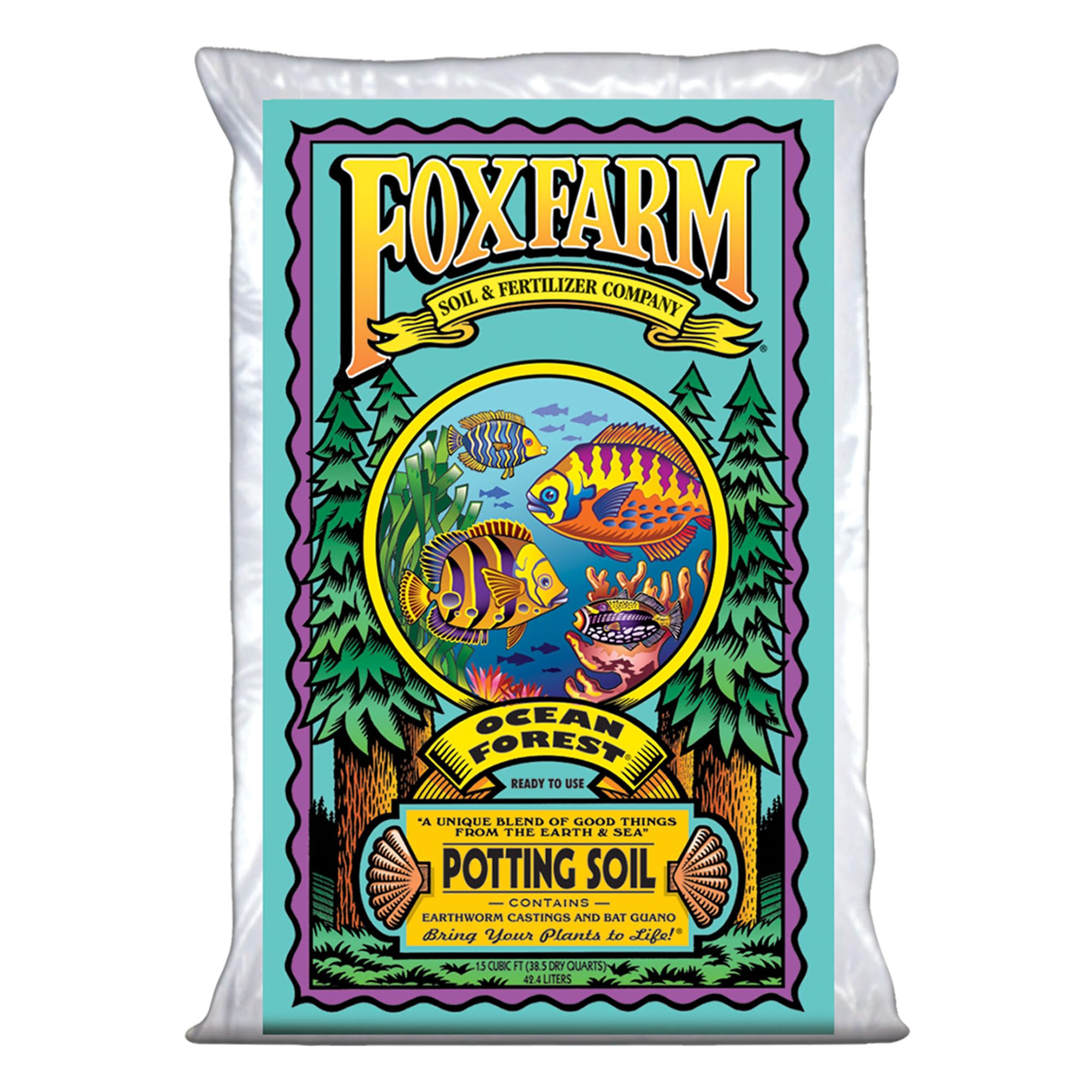 FoxFarm Ocean Forest Potting Soil, 1.5cu ft - Light Texture for All Container Plants - pH Adjusted for Optimal Nutrient