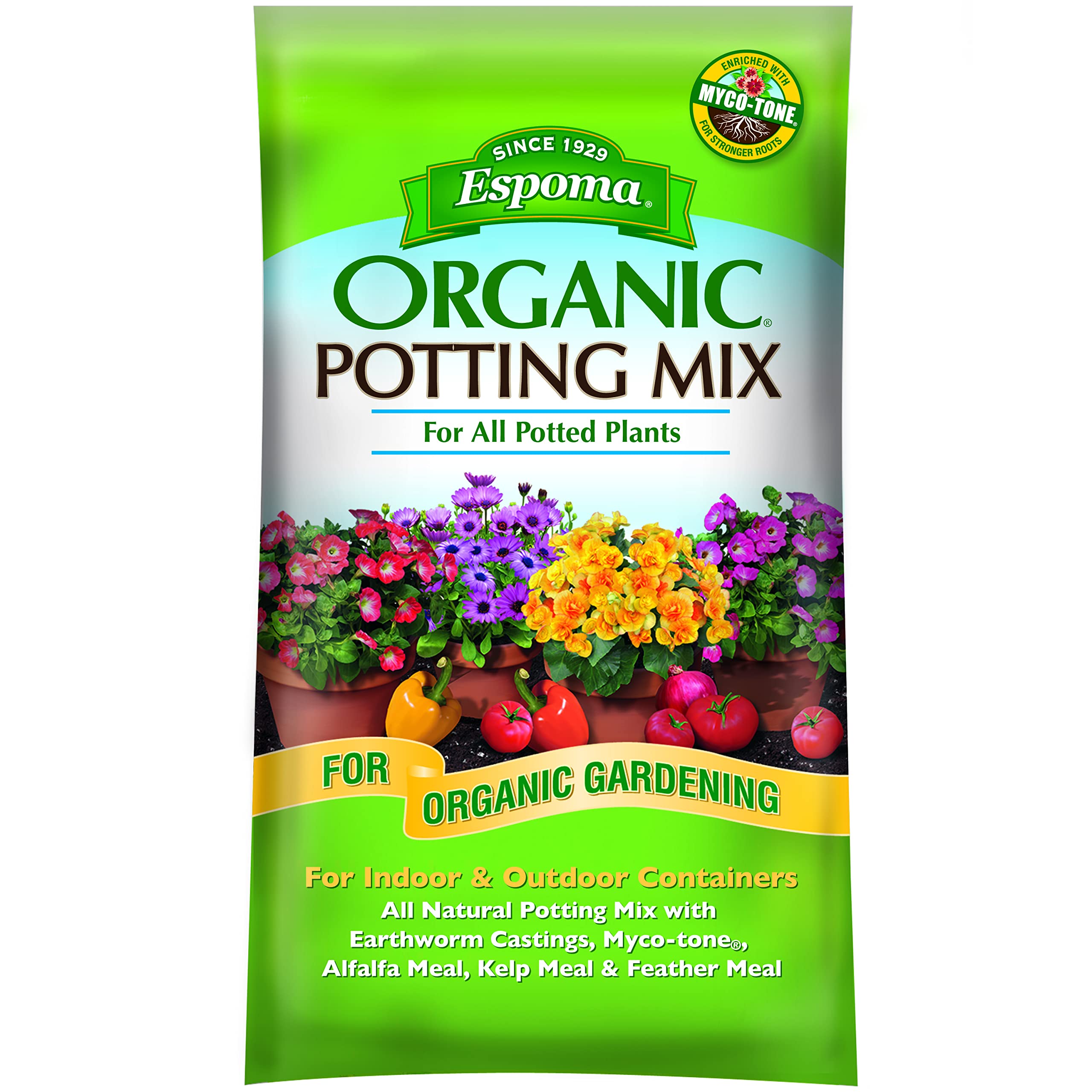 Espoma Organic Potting Soil Mix - All Natural Mix for Indoor & Outdoor Containers, Herbs & Vegetables, Organic Gardening